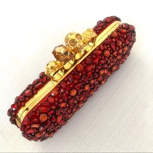 NIB $3395 ALEXANDER McQUEEN Red Crystal Box Clutch